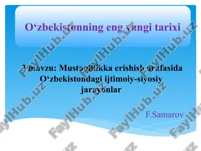 mustaqillikka erishish arafasida o‘zbekistondagi ijtimoiy-siyosiy jarayonlar — PPTX