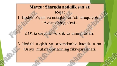sharqdan o‘qlik san'ati — PPTX
