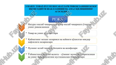 tovar-pul munosabatlari rivojlanishi — PPTX