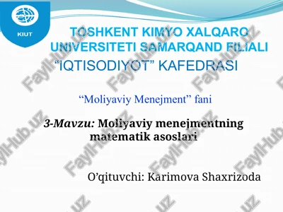 moliyaviy menejmentning matematik asoslari — PPTX