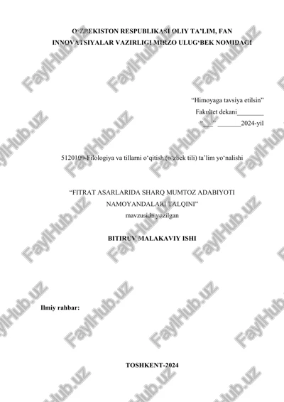 fitrat asarlarida sharq mumtoz adabiyoti namoyandalari talqini — DOCX