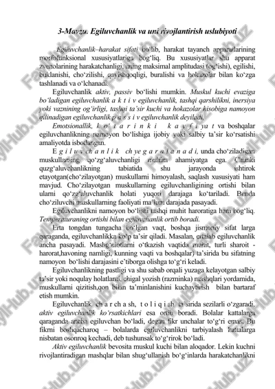 egiluvchanlik va uni rivojlantirish uslubiyoti — DOCX