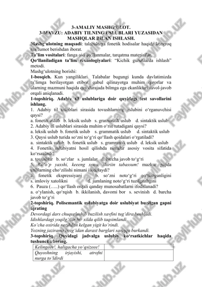 adabiy tilning uslublari — DOC