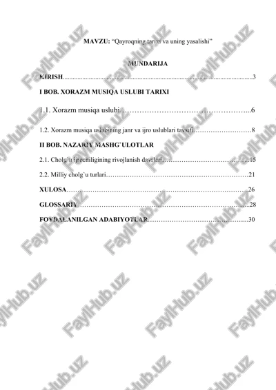 qayroqning tarixi va uning yasalishi — DOCX