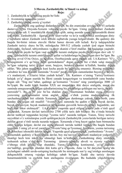 zardushtiylik: ta’limoti va axloqi — DOCX