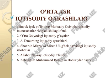o'rtaasr iqtisodiy qarashlari — PPTX