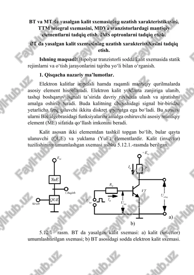 elektron kalitlar va tranzistorlar — DOCX