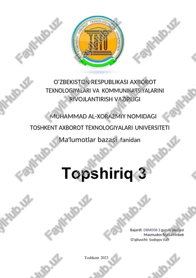 ma‘lumotlar bazasi fanidan sql tilida index yaratish — DOCX