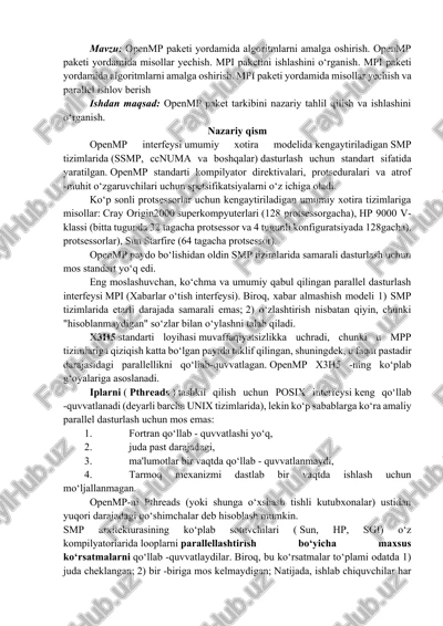 algoritm tahlili va parallel ishlov berish — DOCX