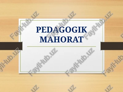 pedagogik mahorat — PPT