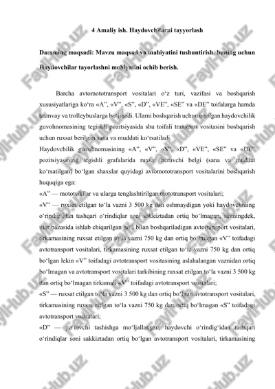haydovchilar tayyorlash — DOCX