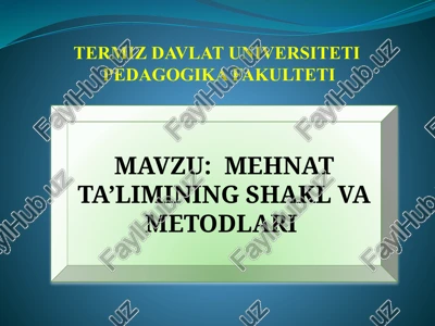 mehnatta’limining shakl va metodlari — PPTX