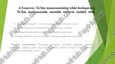 ta’lim muassasasining ichki boshqaruv shakli va tartibi — PPTX