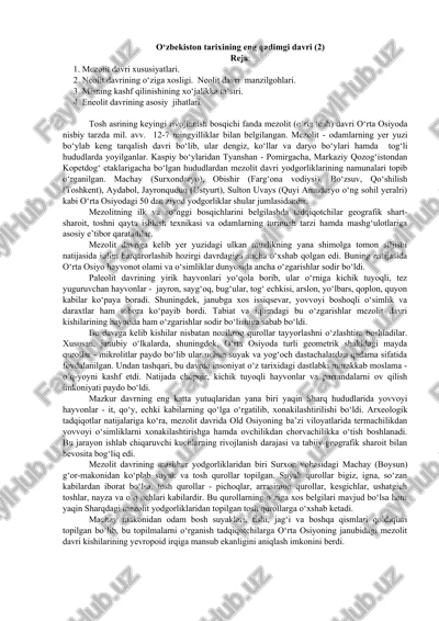 o‘zbekiston tarixining eng qadimgi davri (2) — DOCX