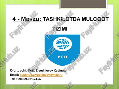 tashkilotda muloqot tizimi — PPTX