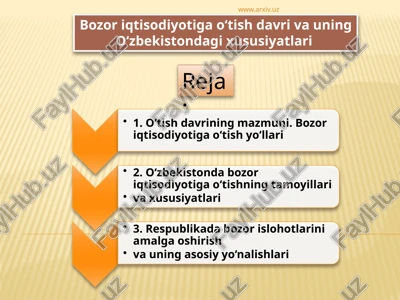 bozoriqtisodiyotiga o‘tish davri va uning o‘zbekistondagi xususiyatlari — PPTX