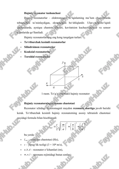 hajmiy rezonator tushunchasi — DOCX