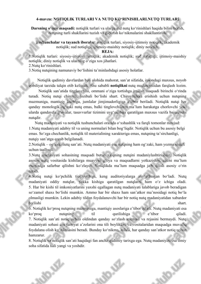 notiqlik turlari va nutq ko‘rinishlari — DOCX