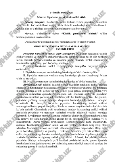 piyodalar harakatini tashkil etish — DOCX
