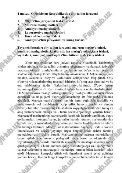 oliy ta'lim jarayoni — DOCX