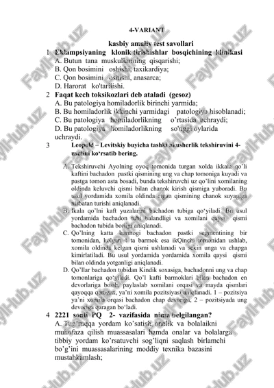 kasbiy amaliy test savollari — DOCX