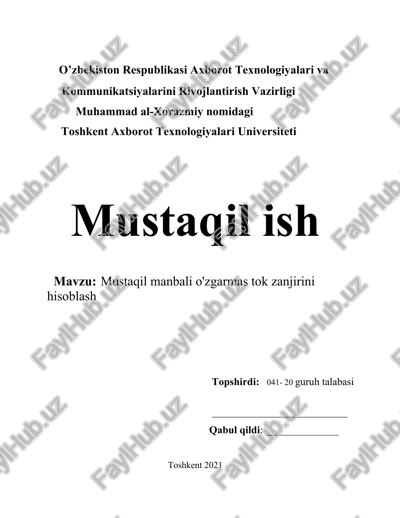 tok zanjirini hisoblash — DOCX
