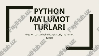 python ma'lumot turlari — PPTX