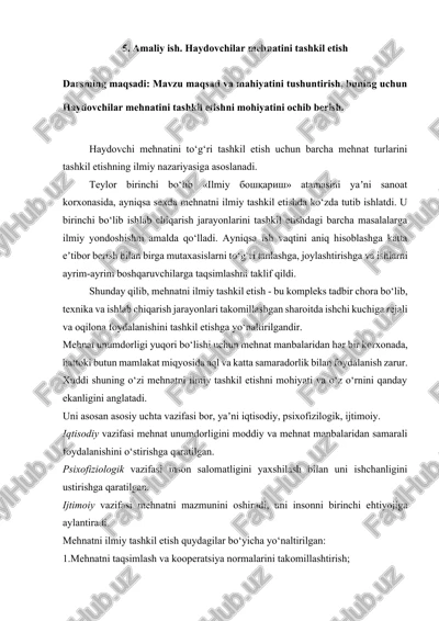 haydovchilar mehnatini tashkil etish — DOCX