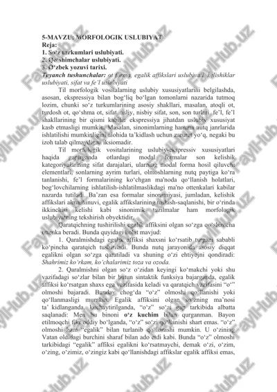 til morfologik vositalarining uslubiy-ekspressiv xususiyatlari — DOC