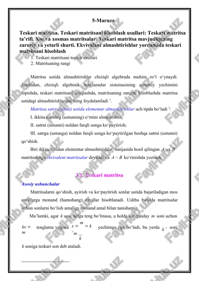 teskari matritsa — DOCX