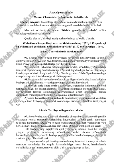 chorrahalarda harakatini tashkil etish — DOCX