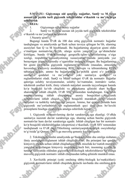 gigiyenaga oid qonuniy xujjatlar — DOCX
