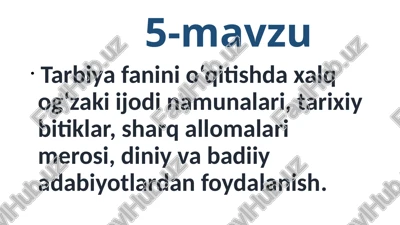 xalq og'zaki ijodi namunalari va adabiyotlar — PPTX
