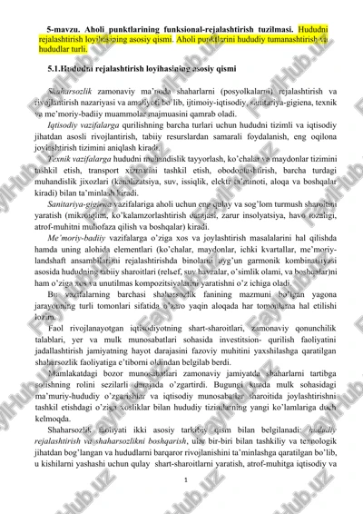 aholi punktlarining funksional-rejalashtirish tuzilmasi — DOCX