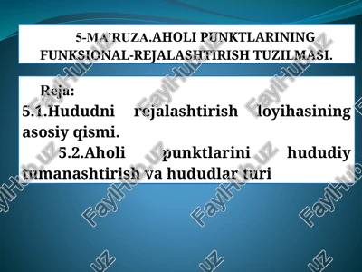 aholi punktlarining funktsional-rejalashtirish tuzilmasi — PPTX