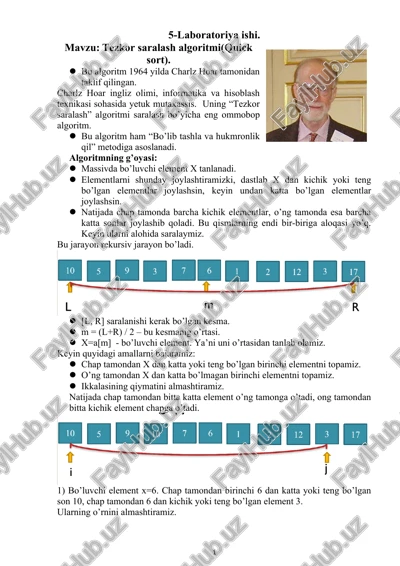 tezkor saralash algoritmi (quick sort) — DOCX