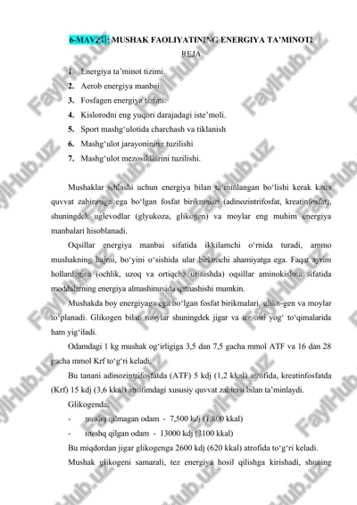 mushak faoliyatining energiya ta’minoti — DOCX