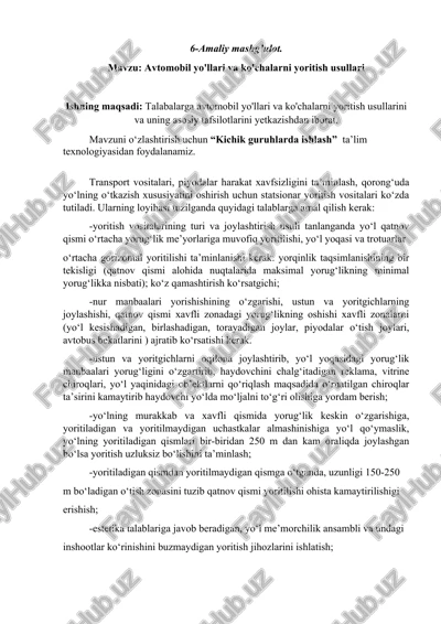 transport vositalari yoritish usullari — DOC