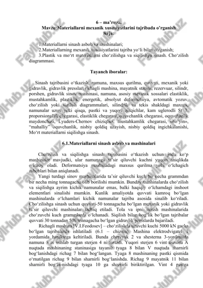 materiallarni mexanik xususiyatlarini tajribada o’rganish — DOCX