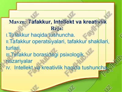 tafakkur, intellekt va kreativlik — PPT