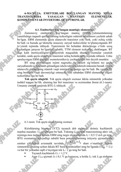 emitterlari bog‘langan mantiqiy elementlar — DOCX
