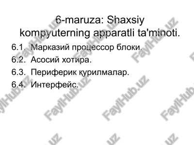shaxsiy kompyuter — PPT