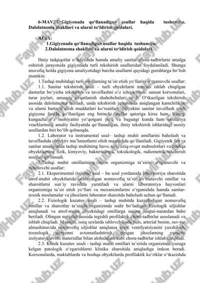 gigiyenada qo‘llanadigan usullar haqida tushuncha — DOCX