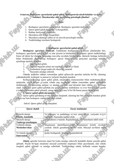 boshqaruv qarorlarini qabul qilish — DOCX