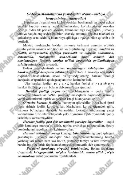 maktabgacha yoshdagilar o‘quv – tarbiya jarayonining uslubiyotlari — DOCX