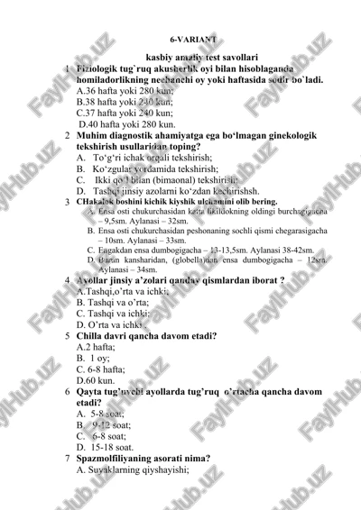 kasbiy amaliy test savollari — DOCX
