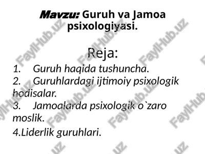 guruh va jamoa psixologiyasi — PPTX