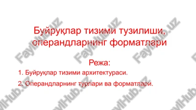 buyruqlar tizimituzilishi, operandlarning formatlari — PPTX