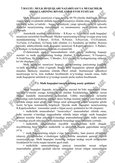 mulk huquqlari nazariyasi va mulkchilik shakllarining rivojlanish evolyutsiyasi — DOC