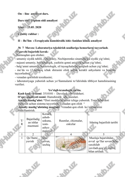 laboratoriya tekshirish usullariga bemorlarni tayyorlash — DOCX